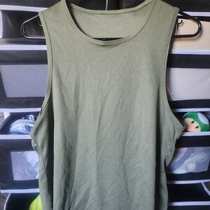 Sleeveless Ribbed Tank Top - Olive Green